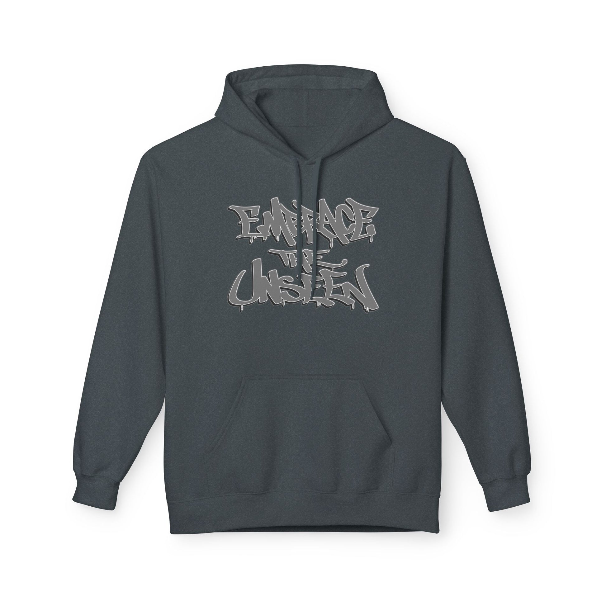 Graffiti-Inspired Unisex Fleece Hoodie, Streetwear Pullover, Urban Apparel, Cozy Gift for Teens, Casual Style, Embrace the Unseen
