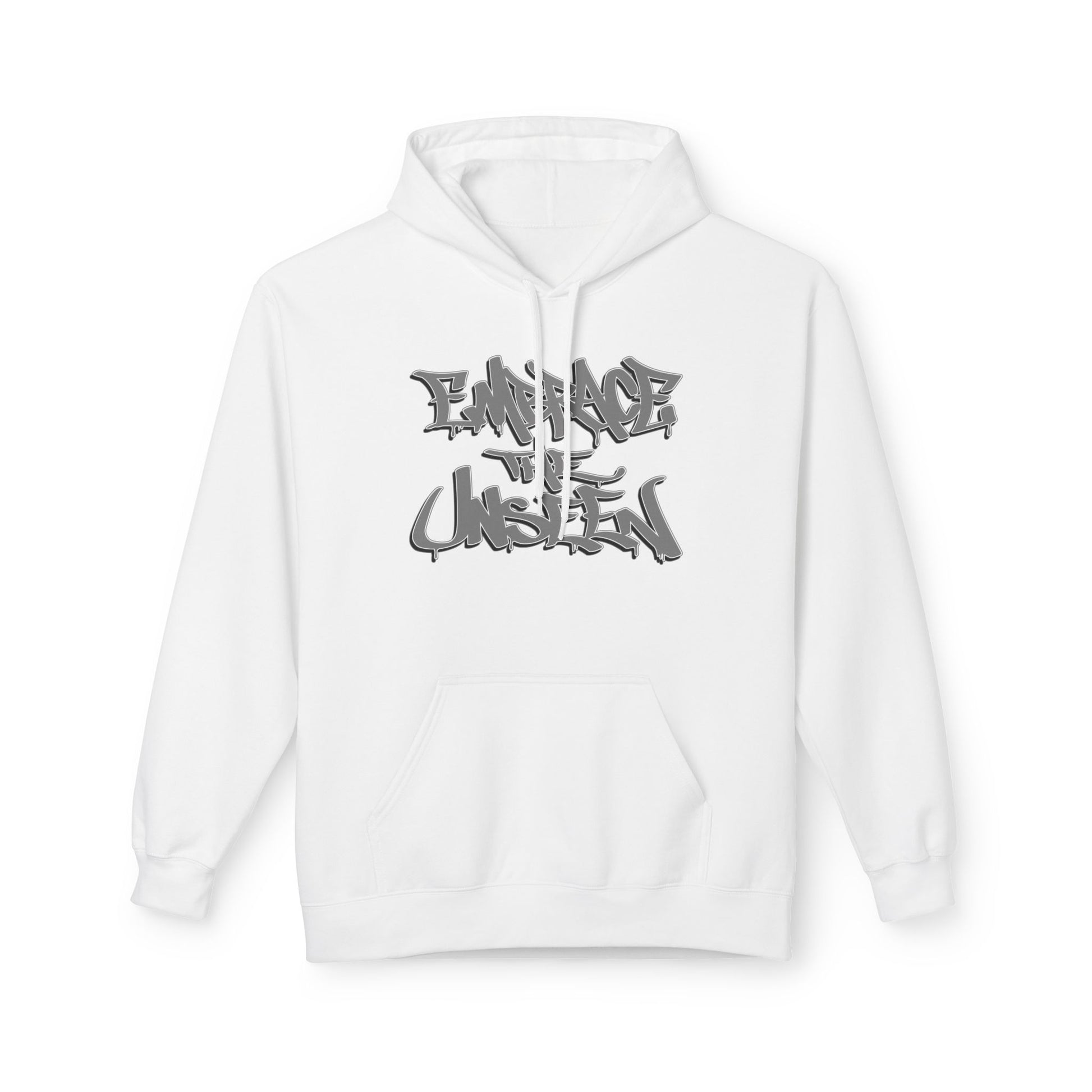 Graffiti-Inspired Unisex Fleece Hoodie, Streetwear Pullover, Urban Apparel, Cozy Gift for Teens, Casual Style, Embrace the Unseen
