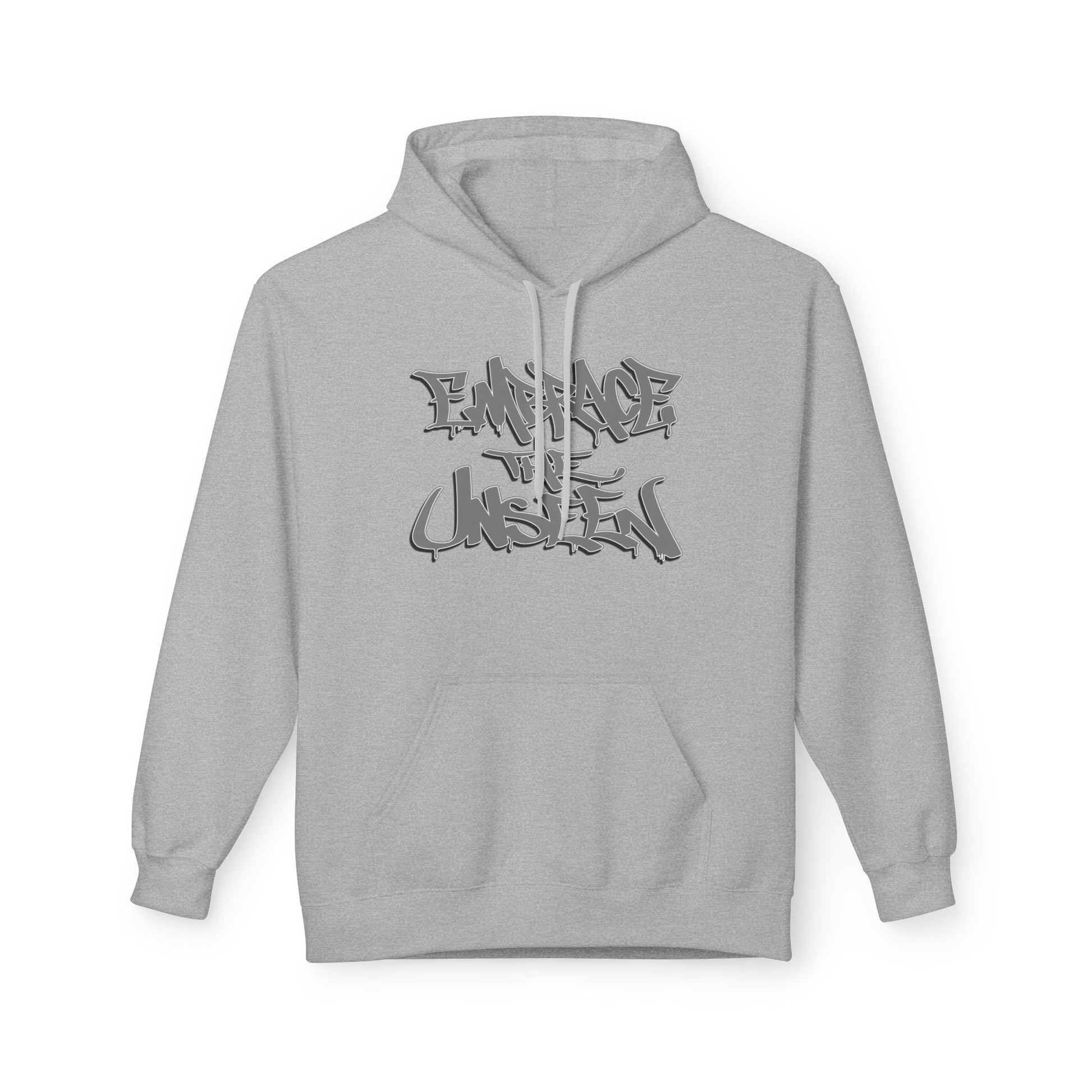 Graffiti-Inspired Unisex Fleece Hoodie, Streetwear Pullover, Urban Apparel, Cozy Gift for Teens, Casual Style, Embrace the Unseen